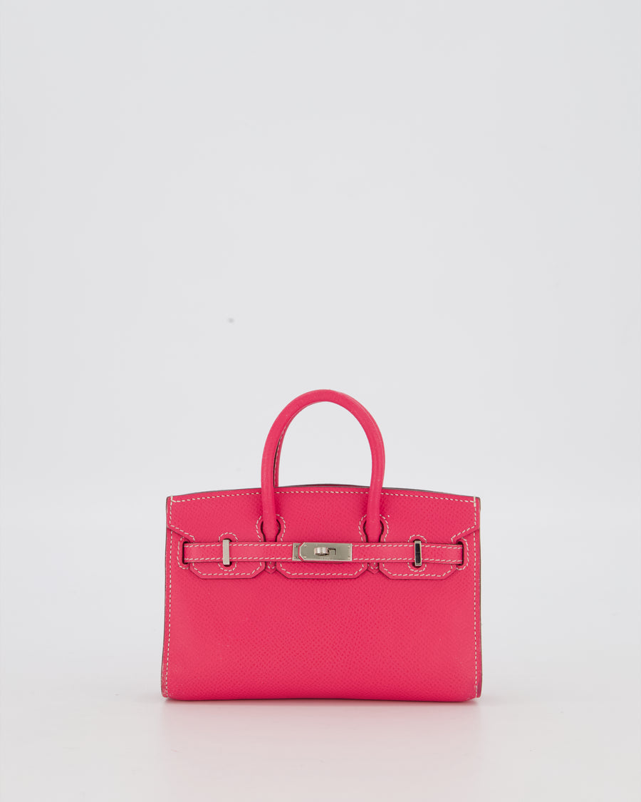 Hermès Micro Birkin 15 Bag in Rose Tyrien Epsom Leather with Palladium Hardware