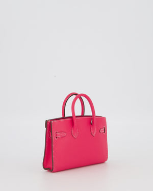 Hermès Micro Birkin 15 Bag in Rose Tyrien Epsom Leather with Palladium Hardware