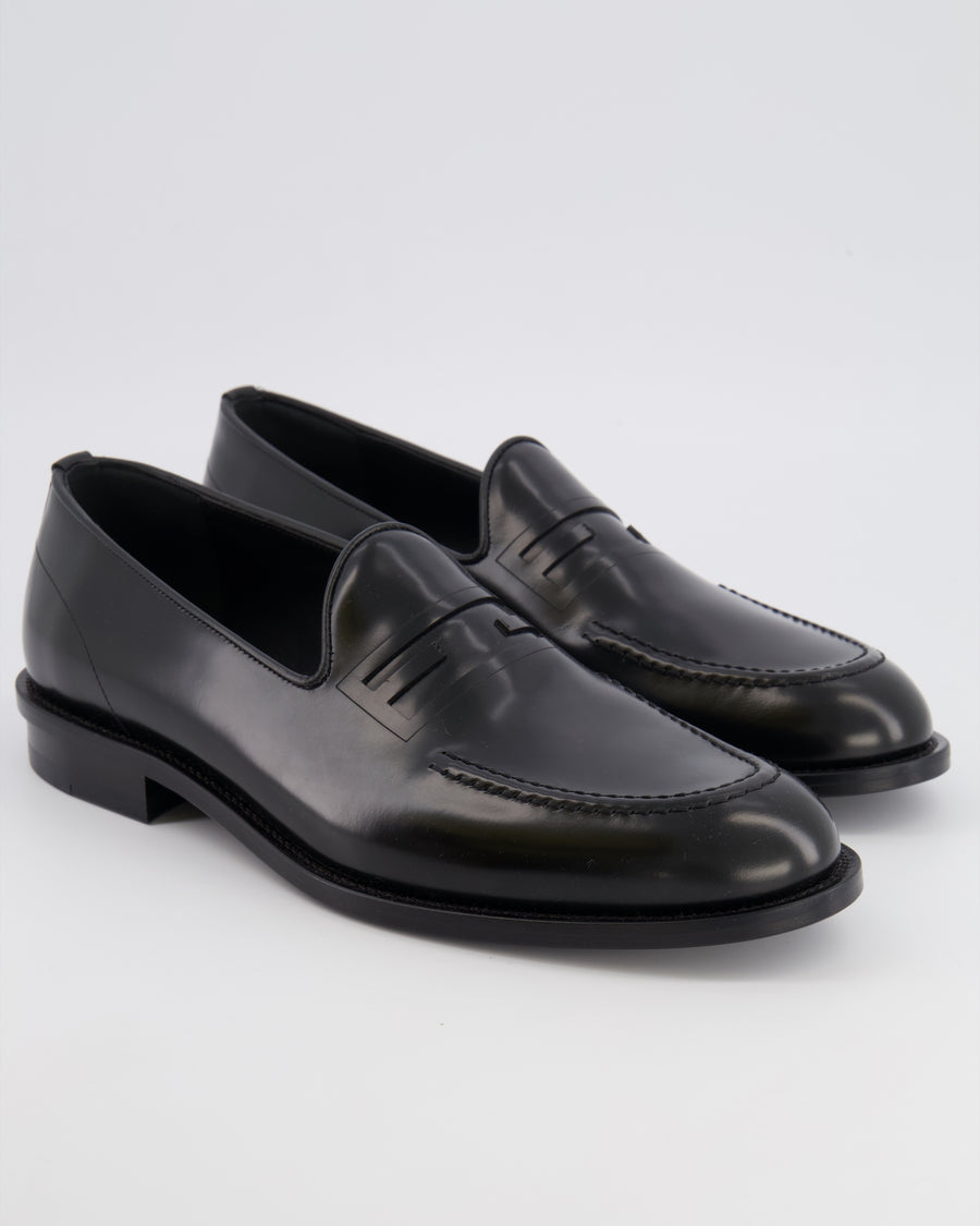 Fendi Menswear Black Leather FF Logo Loafers Size 43 RRP £790