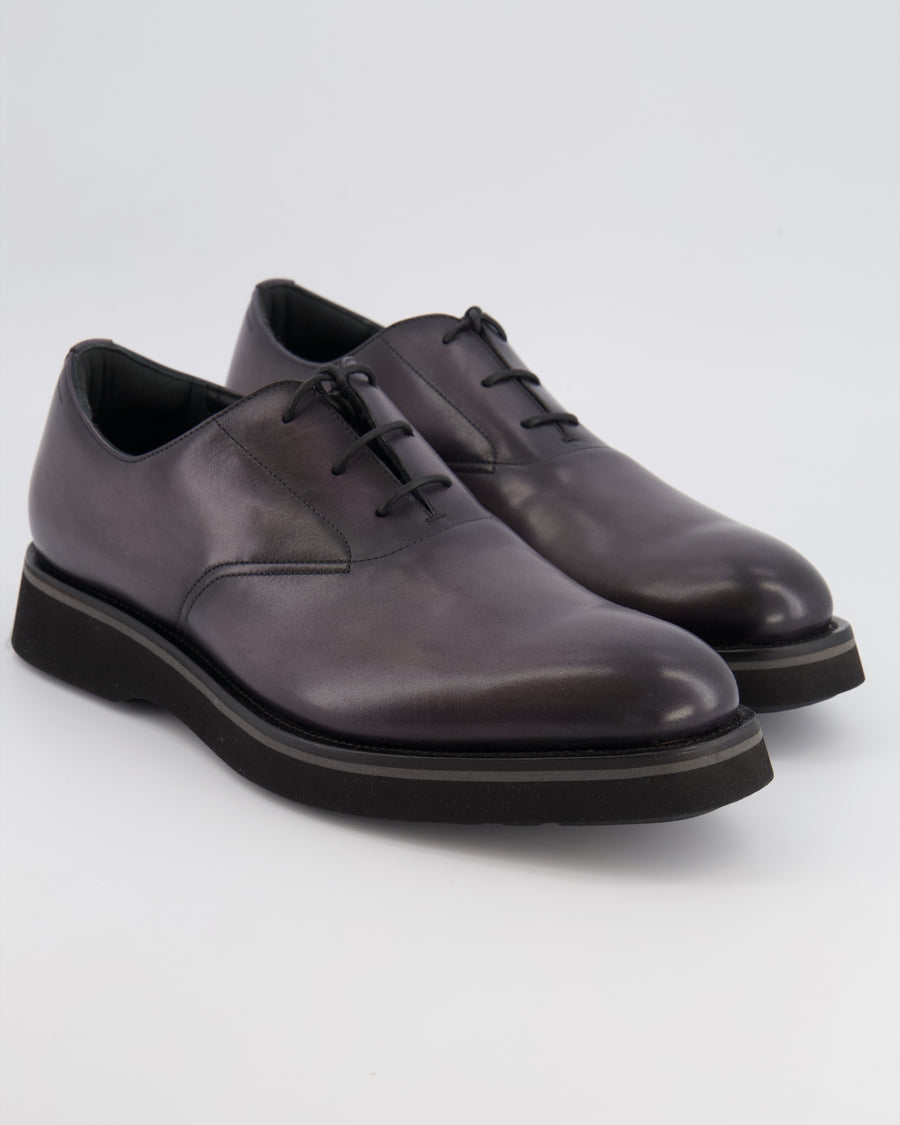 Berluti Menswear Alessio Oxford Loafers in Nero Grigio Venezia Calf Leather Size EU 44