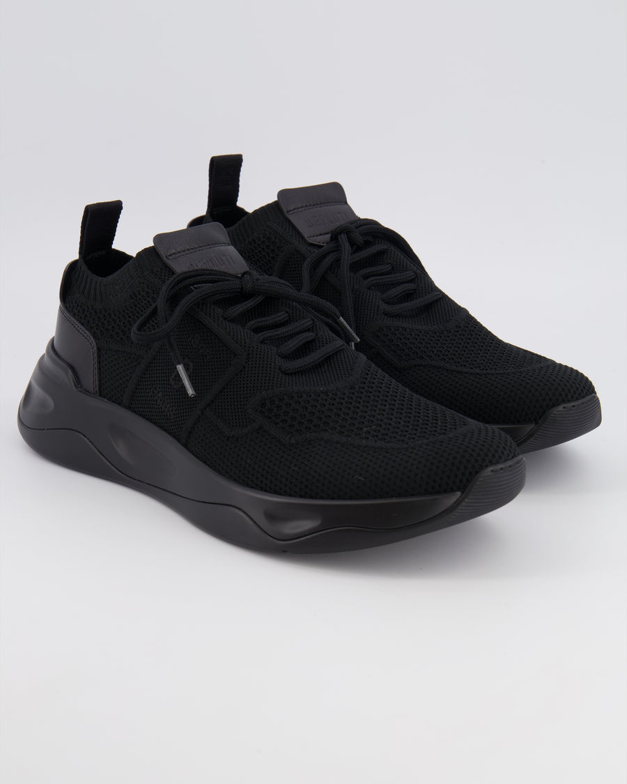 Berluti Shadow Trainers in Black Cooling Nylon and Calf Leather Details with Logo Patch Size EU 43.5