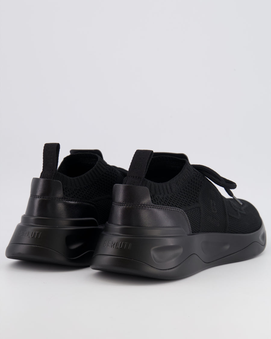 Berluti Shadow Trainers in Black Cooling Nylon and Calf Leather Details with Logo Patch Size EU 43.5