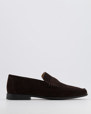 Hermès Menswear Marron Ebene Suede Matthew Leather Loafers with H Detail Size 43.5 RRP £1,180