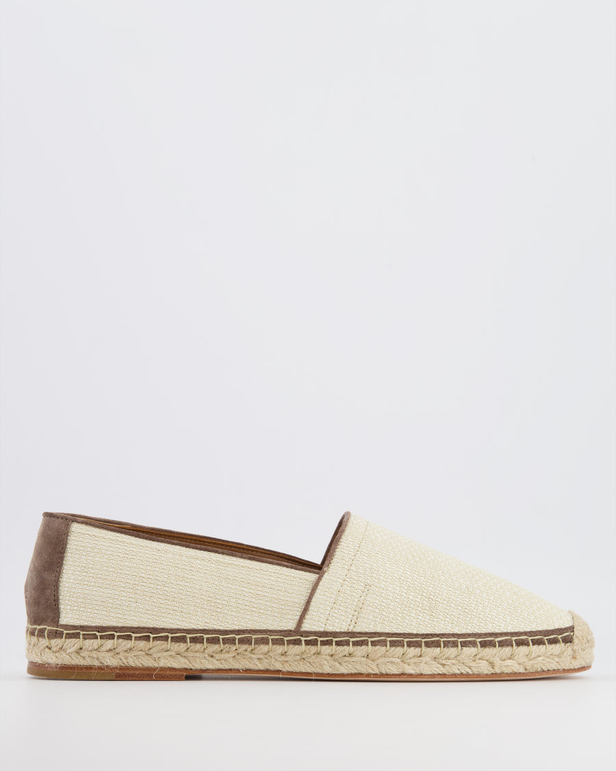 Brunello Cucinelli Menswear Ecru and Brown Raffia Espadrilles Size 44 RRP £680