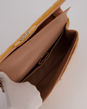 Chanel Orange Jumbo Classic Double Flap Bag in Patent Leather with Silver Hardware