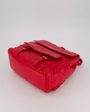 Christian Dior Red Cannage Leather Stardust Backpack with Silver Hardware