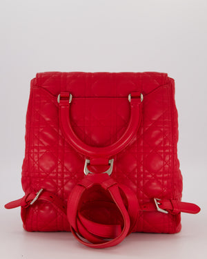 Christian Dior Red Cannage Leather Stardust Backpack with Silver Hardware