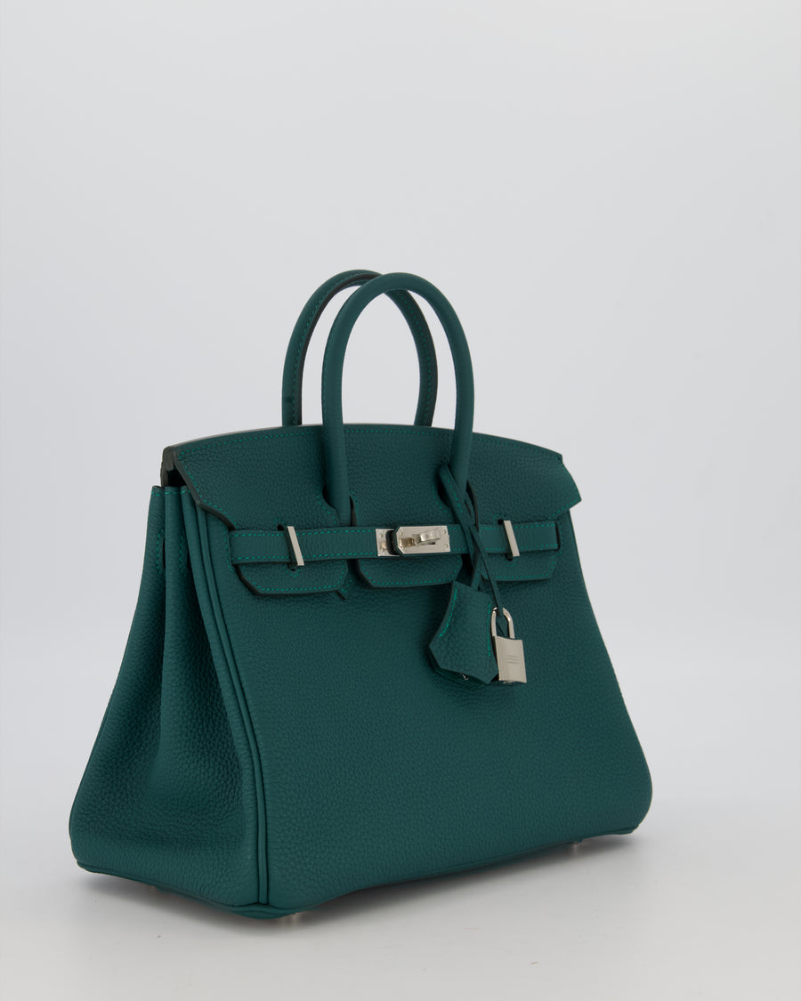 Hermès Birkin 25 Retourne Bag in Malachite Togo Leather with Palladium Hardware