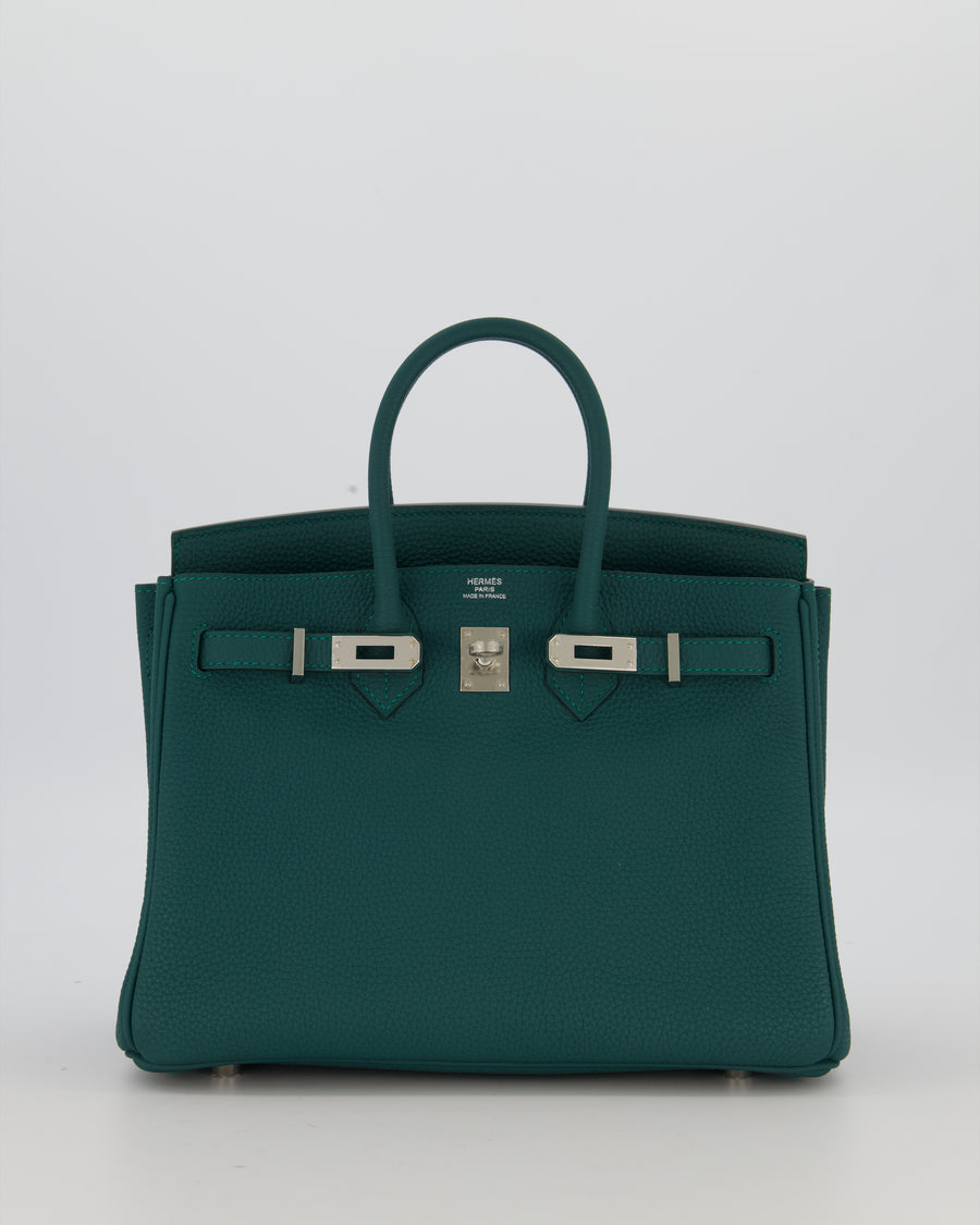 Hermès Birkin 25 Retourne Bag in Malachite Togo Leather with Palladium Hardware