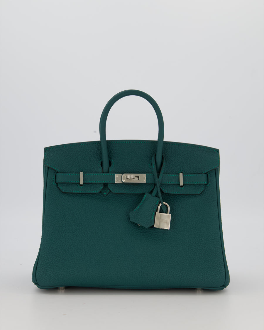 Hermès Birkin 25 Retourne Bag in Malachite Togo Leather with Palladium Hardware