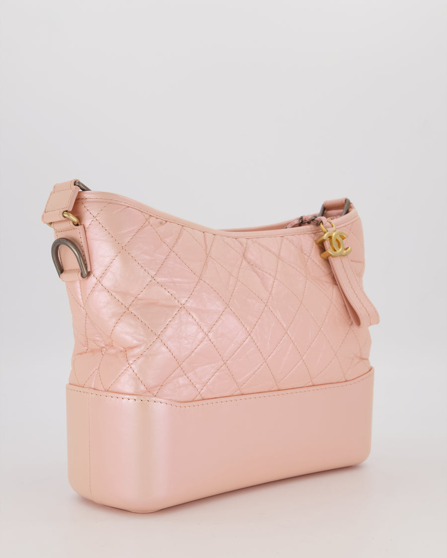 Chanel Large Gabrielle Bag in Light Pink Crumpled Calfskin Leather with Mixed Hardware