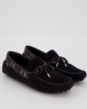 Louis Vuitton Men's Dark Navy Arizona Suede Moccasin Loafers Size EU 41