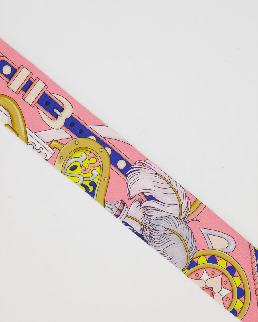 Hermès 'Harnias de Couer' Silk Twilly in Rose Bonbon