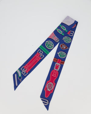 Hermès Harnais Des Presidents Silk Twilly in Blue