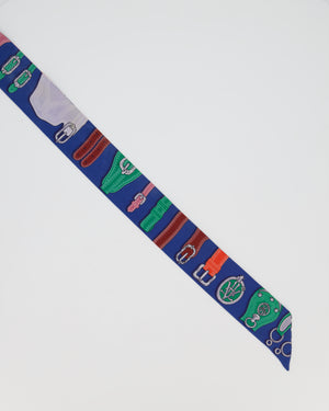 Hermès Harnais Des Presidents Silk Twilly in Blue