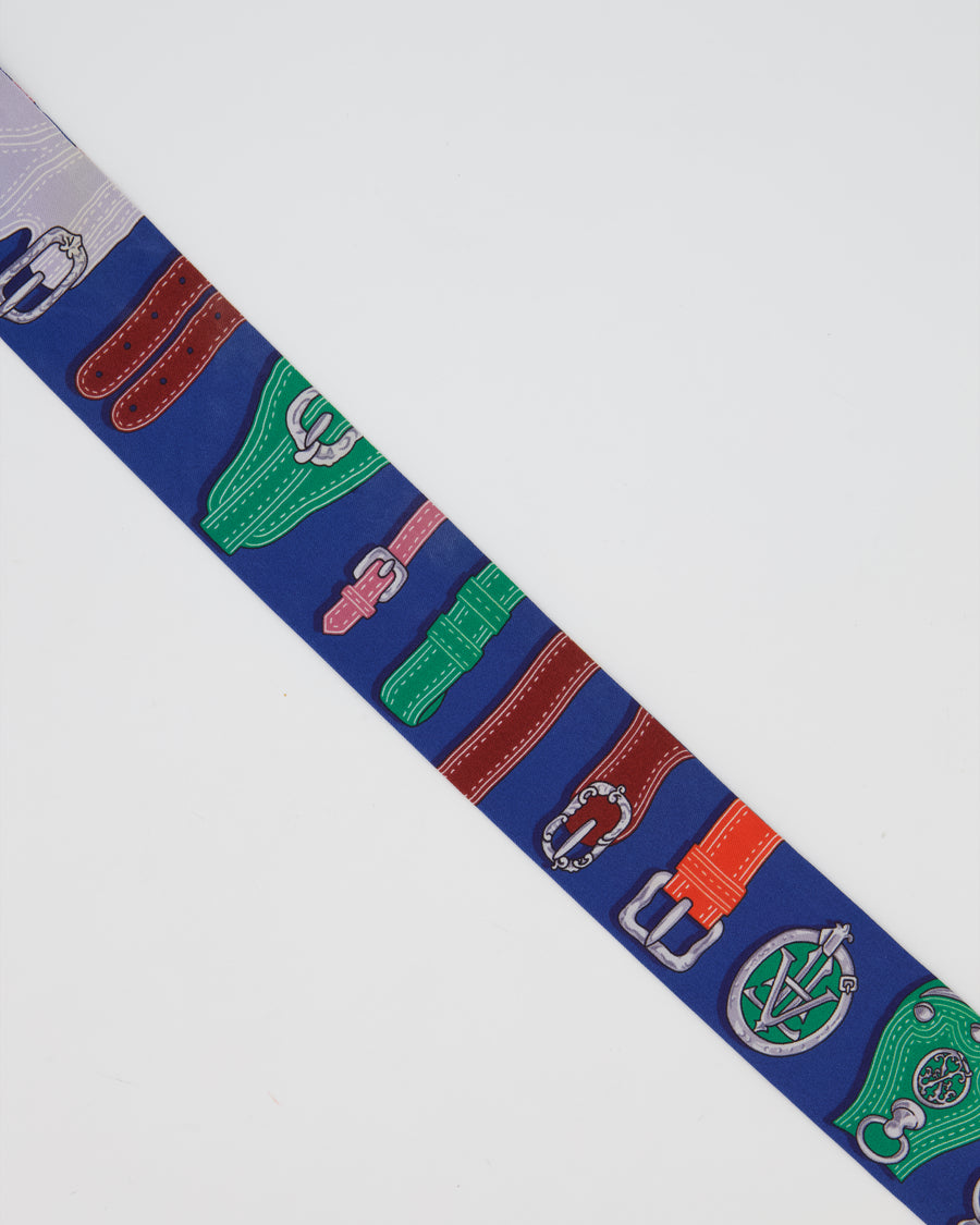 Hermès Harnais Des Presidents Silk Twilly in Blue