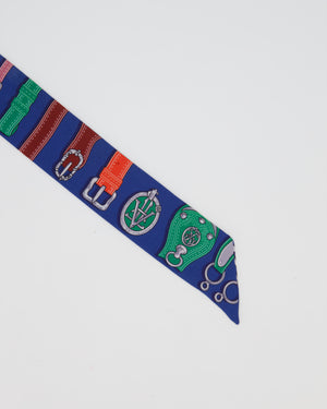 Hermès Harnais Des Presidents Silk Twilly in Blue