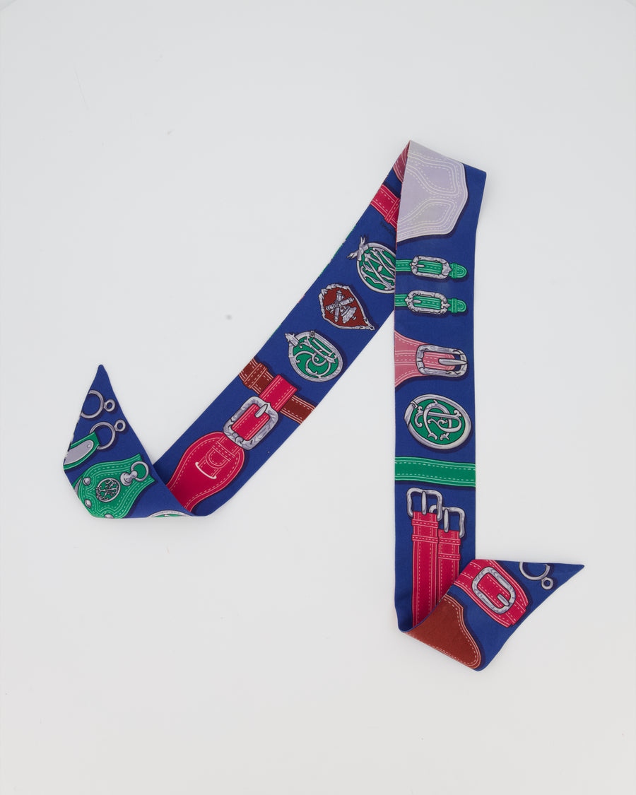 Hermès Harnais Des Presidents Silk Twilly in Blue
