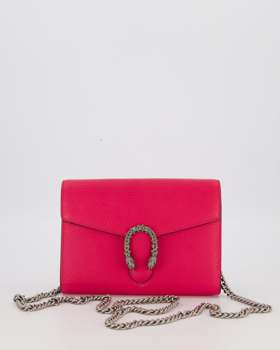 Gucci Rose Dionysus Wallet on Chain Bag in Calfskin Leather with Gunmetal Grey Hardware
