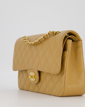 *VERY RARE* Chanel Chai Latte Vintage Medium Classic Double Flap Bag in Caviar Leather with 24K Gold Hardware