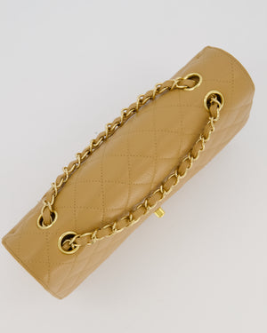 *VERY RARE* Chanel Chai Latte Vintage Medium Classic Double Flap Bag in Caviar Leather with 24K Gold Hardware