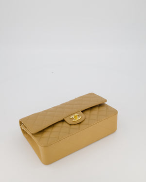 *VERY RARE* Chanel Chai Latte Vintage Medium Classic Double Flap Bag in Caviar Leather with 24K Gold Hardware