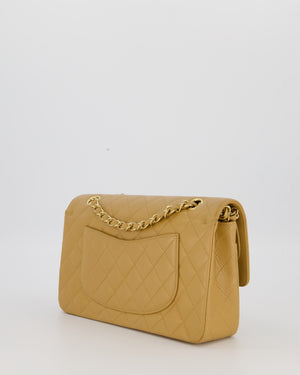 *VERY RARE* Chanel Chai Latte Vintage Medium Classic Double Flap Bag in Caviar Leather with 24K Gold Hardware