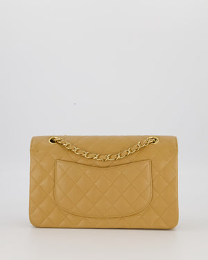 *VERY RARE* Chanel Chai Latte Vintage Medium Classic Double Flap Bag in Caviar Leather with 24K Gold Hardware