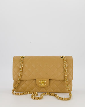 *VERY RARE* Chanel Chai Latte Vintage Medium Classic Double Flap Bag in Caviar Leather with 24K Gold Hardware
