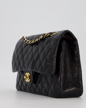 *AMAZING CONDITION* Chanel Black Vintage Medium Classic Double Flap Bag in Lambskin Leather with 24K Gold Hardware