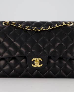 *AMAZING CONDITION* Chanel Black Vintage Medium Classic Double Flap Bag in Lambskin Leather with 24K Gold Hardware