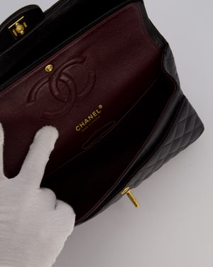 *AMAZING CONDITION* Chanel Black Vintage Medium Classic Double Flap Bag in Lambskin Leather with 24K Gold Hardware