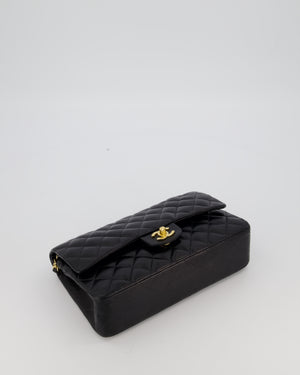 *AMAZING CONDITION* Chanel Black Vintage Medium Classic Double Flap Bag in Lambskin Leather with 24K Gold Hardware