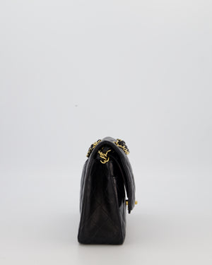 *AMAZING CONDITION* Chanel Black Vintage Medium Classic Double Flap Bag in Lambskin Leather with 24K Gold Hardware