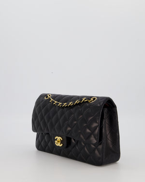 *AMAZING CONDITION* Chanel Black Vintage Medium Classic Double Flap Bag in Lambskin Leather with 24K Gold Hardware