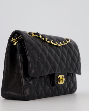 *AMAZING CONDITION* Chanel Black Vintage Medium Classic Double Flap Bag in Lambskin Leather with 24K Gold Hardware