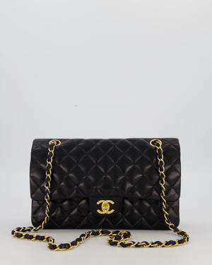 *AMAZING CONDITION* Chanel Black Vintage Medium Classic Double Flap Bag in Lambskin Leather with 24K Gold Hardware