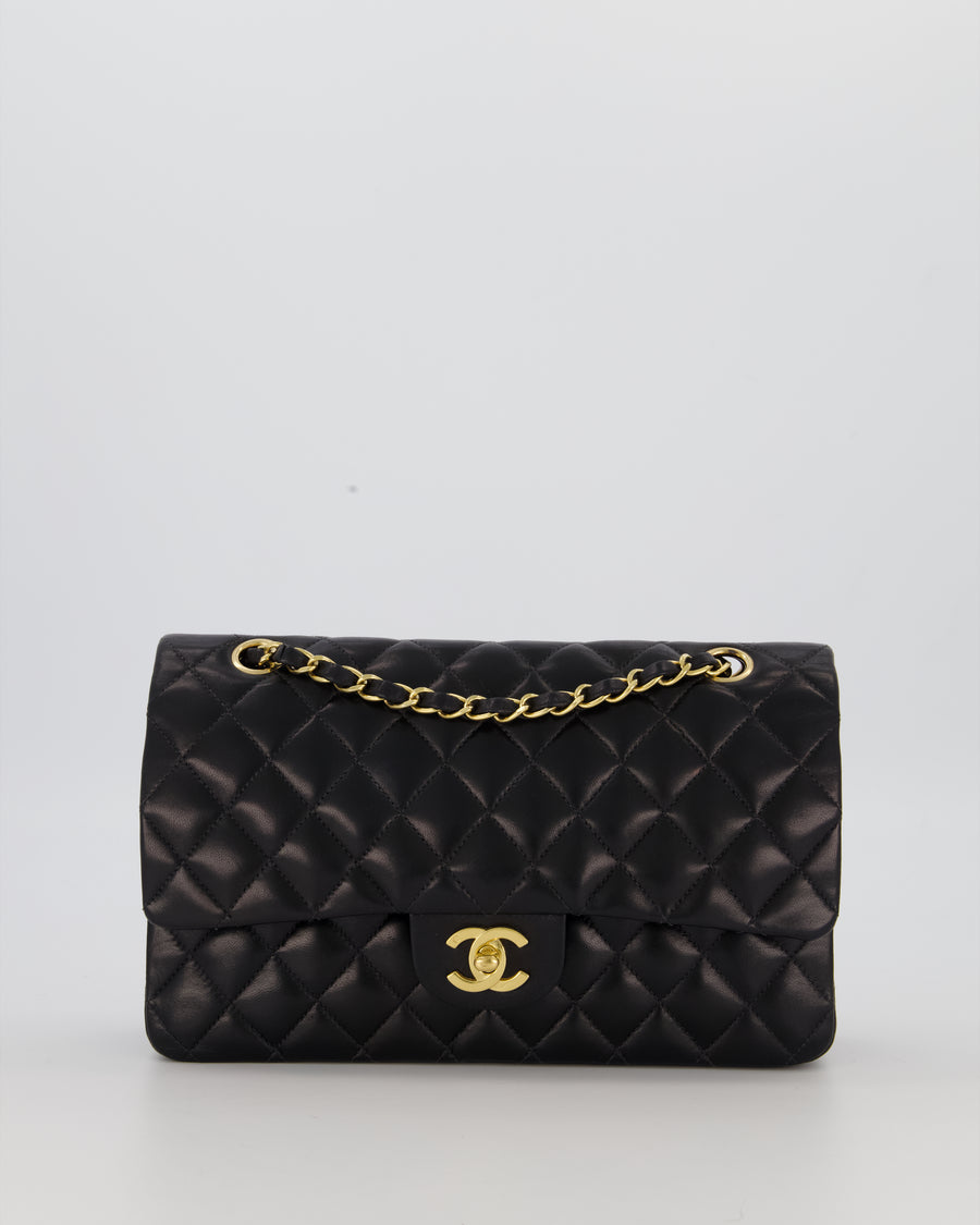 *AMAZING CONDITION* Chanel Black Vintage Medium Classic Double Flap Bag in Lambskin Leather with 24K Gold Hardware