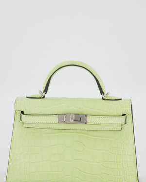 *SUPER RARE & HOT* Hermès Mini Kelly II 20 Bag in Jaune Bourgeon Alligator Mississippiensis Leather with Palladium Hardware