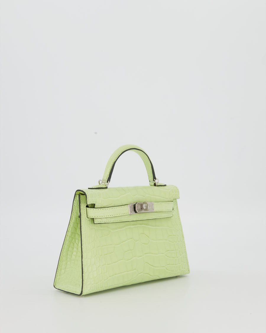 *SUPER RARE & HOT* Hermès Mini Kelly II 20 Bag in Jaune Bourgeon Alligator Mississippiensis Leather with Palladium Hardware