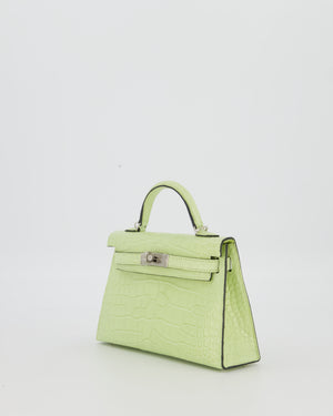 *SUPER RARE & HOT* Hermès Mini Kelly II 20 Bag in Jaune Bourgeon Alligator Mississippiensis Leather with Palladium Hardware