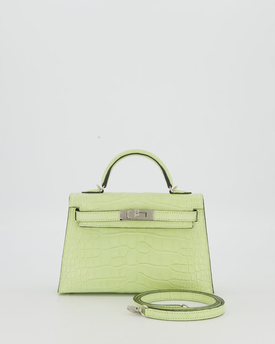 *SUPER RARE & HOT* Hermès Mini Kelly II 20 Bag in Jaune Bourgeon Alligator Mississippiensis Leather with Palladium Hardware