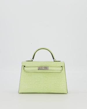 *SUPER RARE & HOT* Hermès Mini Kelly II 20 Bag in Jaune Bourgeon Alligator Mississippiensis Leather with Palladium Hardware