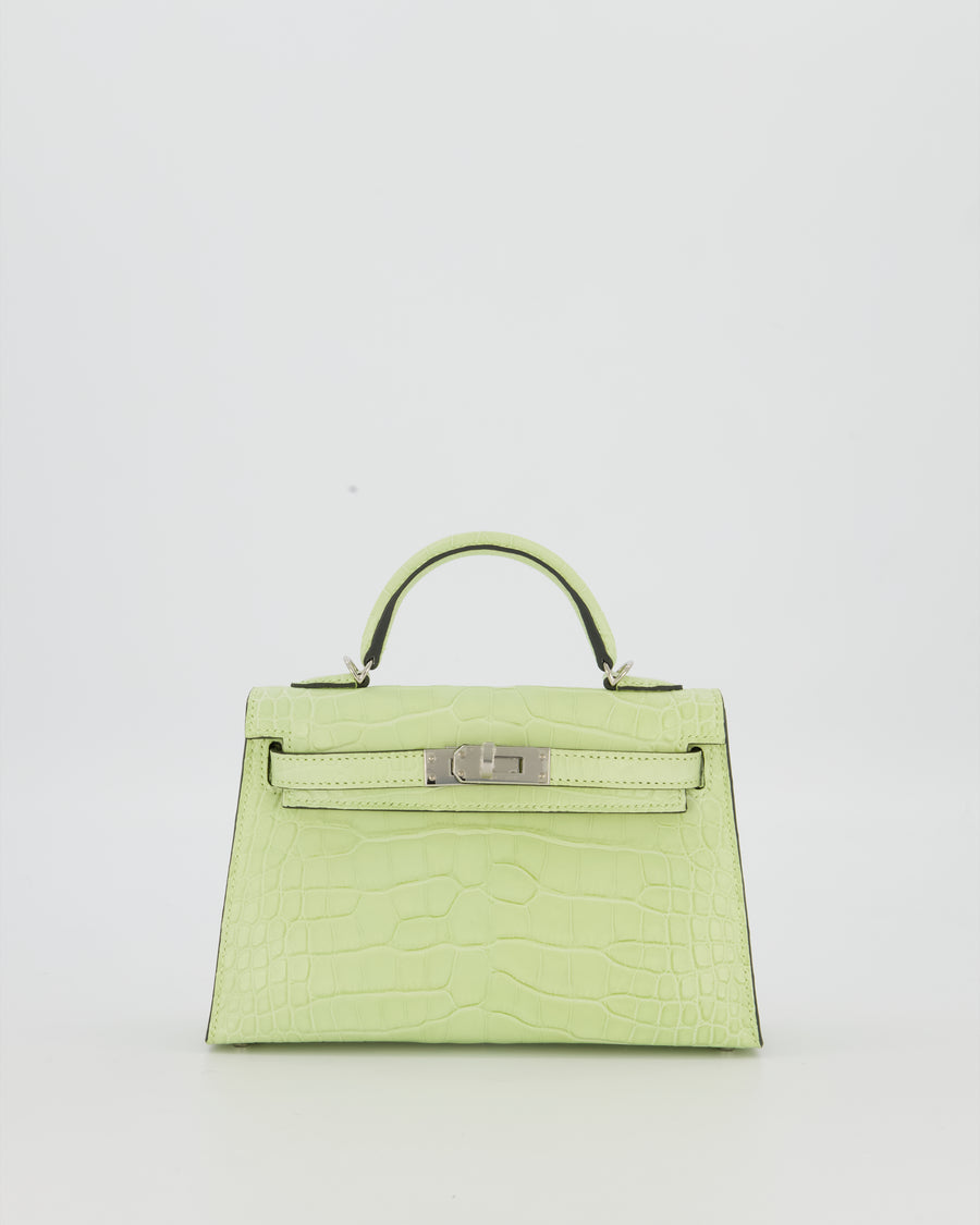 *SUPER RARE & HOT* Hermès Mini Kelly II 20 Bag in Jaune Bourgeon Alligator Mississippiensis Leather with Palladium Hardware