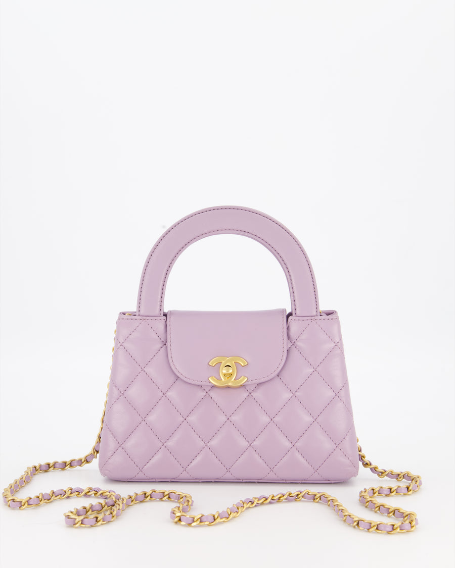 *HOT COLOUR* Chanel Lilac Small Mini Kelly Shopping Bag in Calfskin Leather with Brushed Gold Hardware