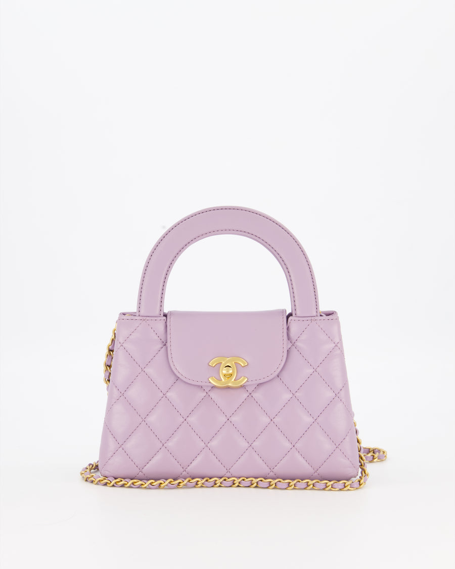 *HOT COLOUR* Chanel Lilac Small Mini Kelly Shopping Bag in Calfskin Leather with Brushed Gold Hardware