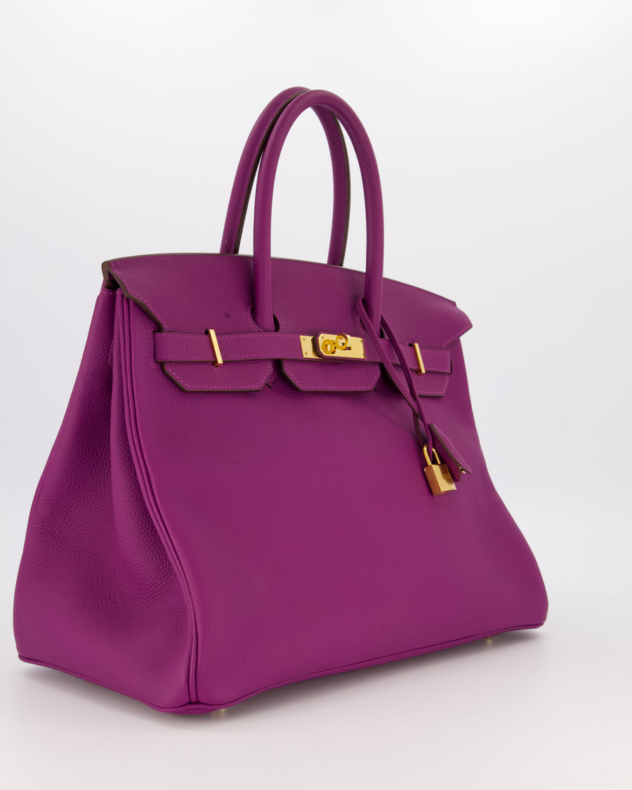 *RARE* Hermès HSS Birkin 35 Bag in Anemone Togo Leather with Gold Hardware