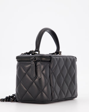 Chanel Black Small Top Handle Vanity Case in Lambskin Leather with So Black Hardware