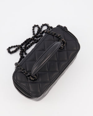 Chanel Black Small Top Handle Vanity Case in Lambskin Leather with So Black Hardware