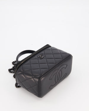 Chanel Black Small Top Handle Vanity Case in Lambskin Leather with So Black Hardware
